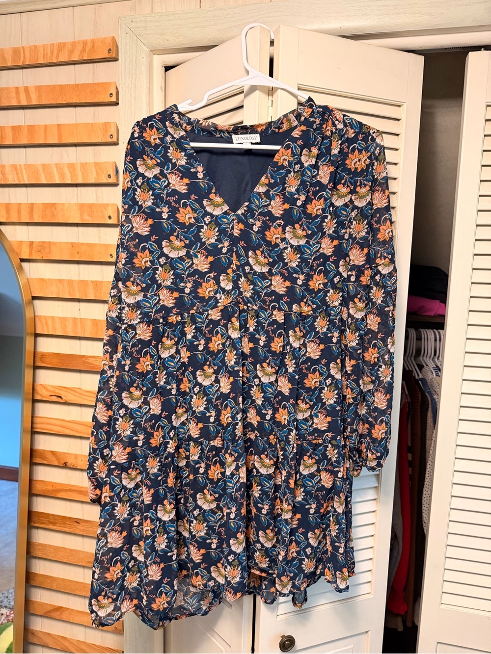 Floral V-Neck Navy Women’s Dress